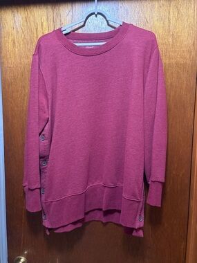 St. John's Bay Maroon Crewneck Button-Side Sweater